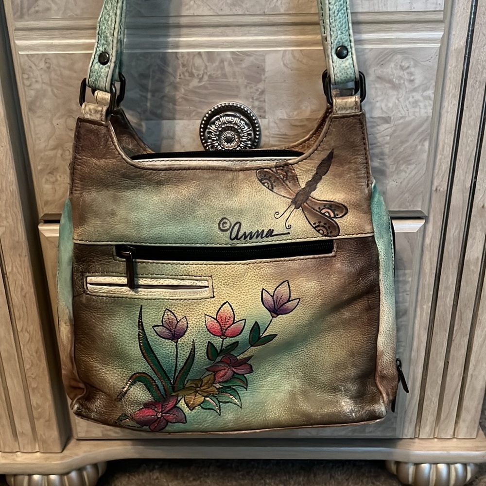 Anuschka leather painted floral purse